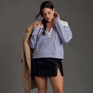 By Anthropologie Poplin-Collar V-Neck Sweatshirt 3X new with tag